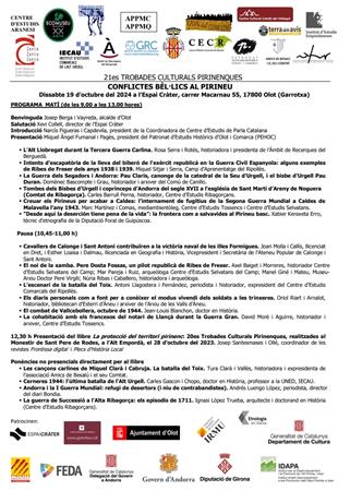 21es Trobades Culturals Pirinenques. CONFLICTES BÈL·LICS AL PIRINEU | Llibreria La Puça | Llibreria online d'Arsèguel - Comprar llibres en català online - Llibres Andorra i Pirineu
