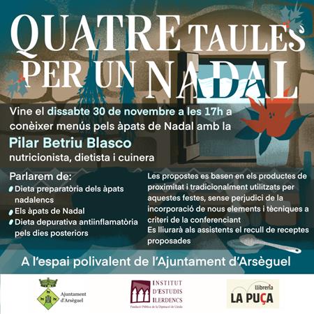 QUATRE TAULES PER UN NADAL | Presentacions i actes - Llibreria La Puça | Llibreria online d'Andorra - Comprar llibres en català online - Llibres Andorra i Pirineu