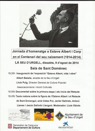  HOMENATGE A L' ESTEVE ALBERT. LA SEU D'URGELL, dissabte 9 d'agost  | Presentacions i actes - Llibreria La Puça | Llibreria online d'Arsèguel - Comprar llibres en català online - Llibres Andorra i Pirineu