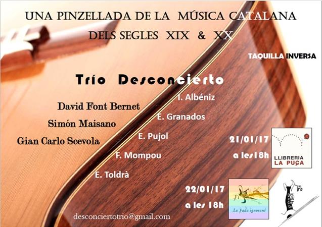 Concert Trío Desconcierto : Una pinzellada de la música catalana dels segles XIX i XX | Llibreria La Puça | Llibreria online d'Andorra - Comprar llibres en català online - Llibres Andorra i Pirineu