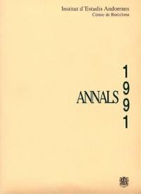 ANNALS 1991 DE L'INSTITUT D'ESTUDIS ANDORRANS. CENTRE DE BARCELONA | 9789992000120 | Llibreria La Puça | Llibreria online d'Andorra - Comprar llibres en català online - Llibres Andorra i Pirineu