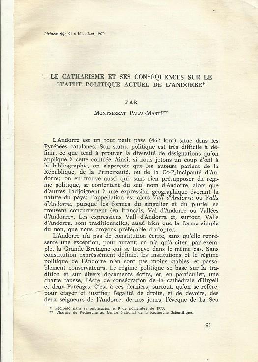 CATHARISME ET SES CONSEQUENCES SUR L' ANDORRE | catha | PALAU MARTI,MONTSERRAT | Llibreria La Puça | Llibreria online d'Andorra - Comprar llibres en català online - Llibres Andorra i Pirineu