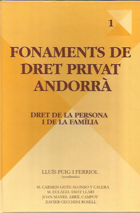 FONAMENTS DE DRET PRIVAT ANDORRÀ 1. DRET DE LA PERSONA I DE LA FAMÍLIA | 9789992057230 | PUIG I FERRIOL, LLUIS (COORD.) | Llibreria La Puça | Llibreria online d'Arsèguel - Comprar llibres en català online - Llibres Andorra i Pirineu