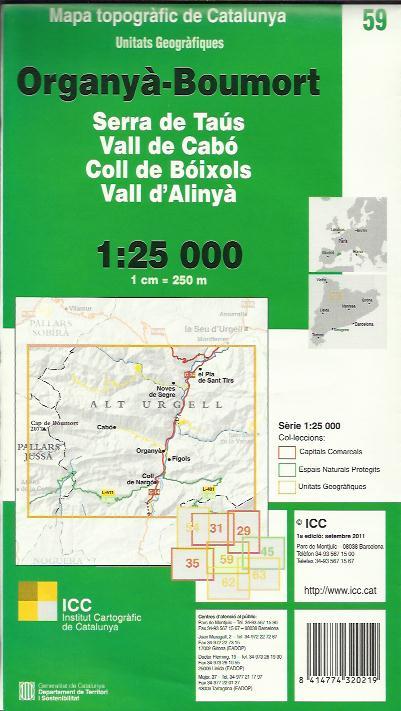 ORGANYA-BOUMORT (SERRA DE TAUS.VALL DE CABO.COLL DE BOIXOLS.VALL D'ALINYA) 1:25000 | 8414774320219 | Llibreria La Puça | Llibreria online d'Andorra - Comprar llibres en català online - Llibres Andorra i Pirineu