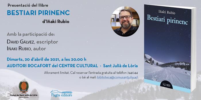 Presentació del llibre  BESTIARI PIRINENC d'Iñaki Rubio | Presentacions i actes - Llibreria La Puça | Llibreria online d'Andorra - Comprar llibres en català online - Llibres Andorra i Pirineu